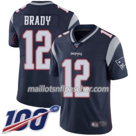 Maillot New England Patriots Tom Brady 12 Nike Navy Bleu 100th - Homme